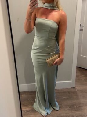 Satin Maxi Dress with Scarf